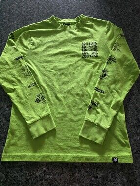Zoo York Bright Neon Green Graphic Sleeve Long Sleeve Shirt Sz Small